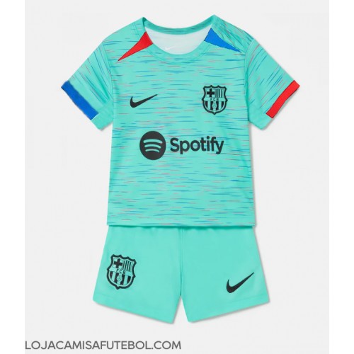 Camisa de Futebol Barcelona Equipamento Alternativo Infantil 2023-24 Manga Curta (+ Calças curtas)